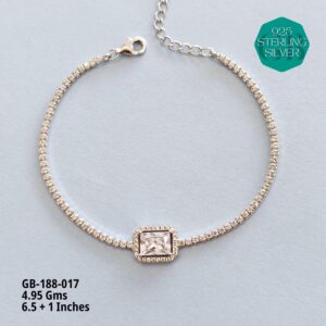 925 Sterling Silver Square Crystal Tennis Bracelet – Adjustable Length