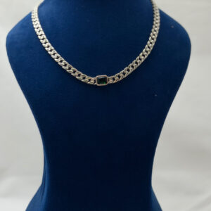 Silver 925 Chain with Green Stones