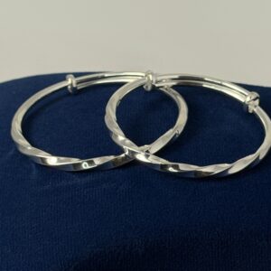 Pure Silver Twisted Bangle Pair