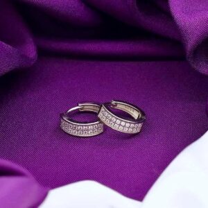 Luxe Sparkle Sterling Silver Hoop Earrings