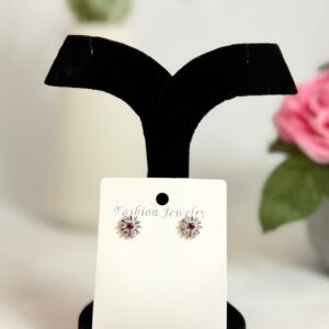Royal Blossom Red Silver Earrings